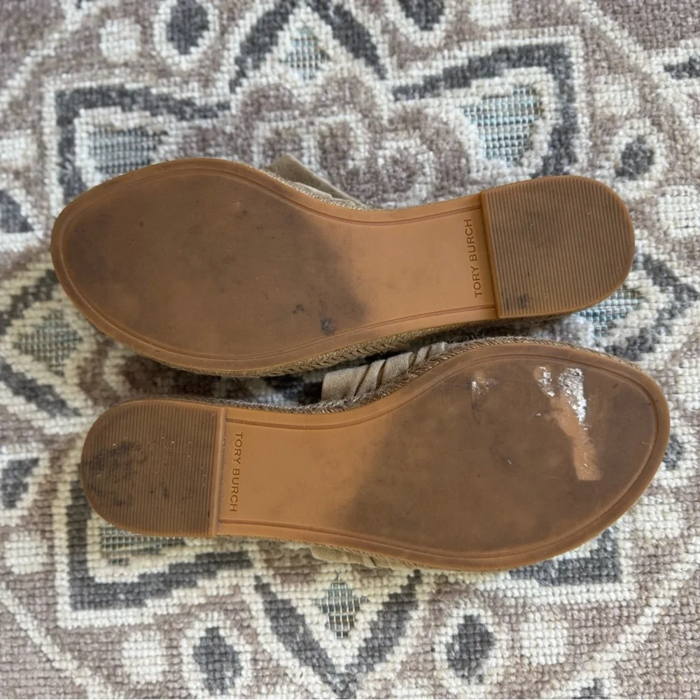 Tory Burch Suede Slide Sandals with Ruched Detail Size 7